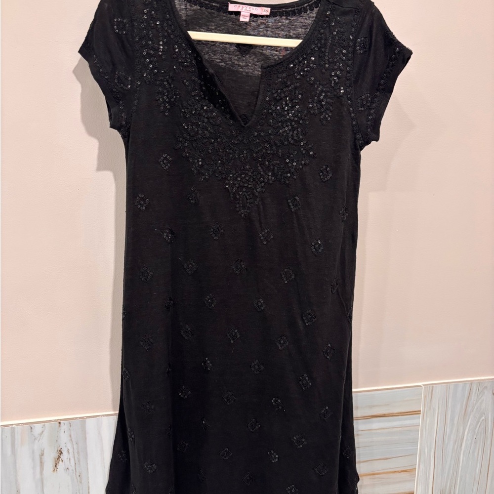 Calypso St. Barth Black Embellished Mini Dress